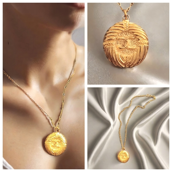 CHANEL Jewelry - Chanel ✨️ CC Gold 24K Plated Coco Mark Necklace /PENDANT/ MEDALLION